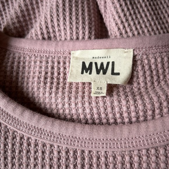MWL Madewell Waffle Thermal Long Sleeve Crop Tee Top Shirt - Picture 4 of 4